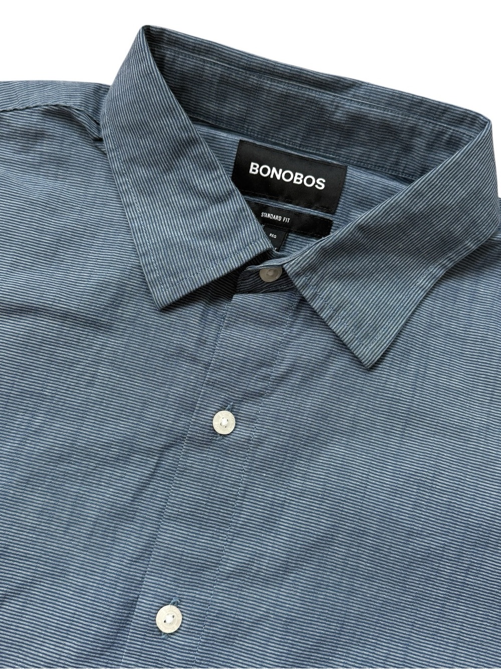 Bonobos Men Standard Fit Blue Micro Stripe Short Sleeve Button Up Shirt L Office